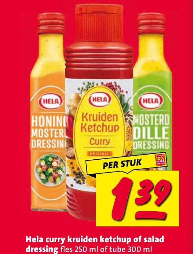 Hela curry kruiden ketchup of salad dressing fles 250 ml of tube 300 ml