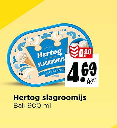 Hertog slagroomijs Bak 900 ml