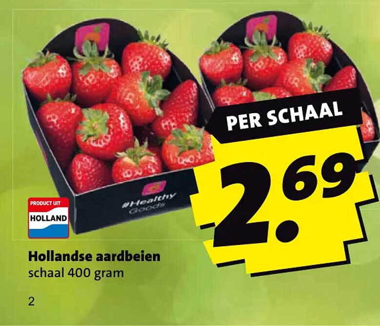 Hollandse aardbeien schaal 400 gram per schaal