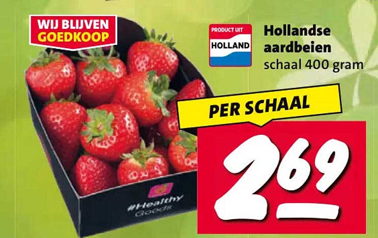 Hollandse aardbeien schaal 400 gram PER SCHAAL