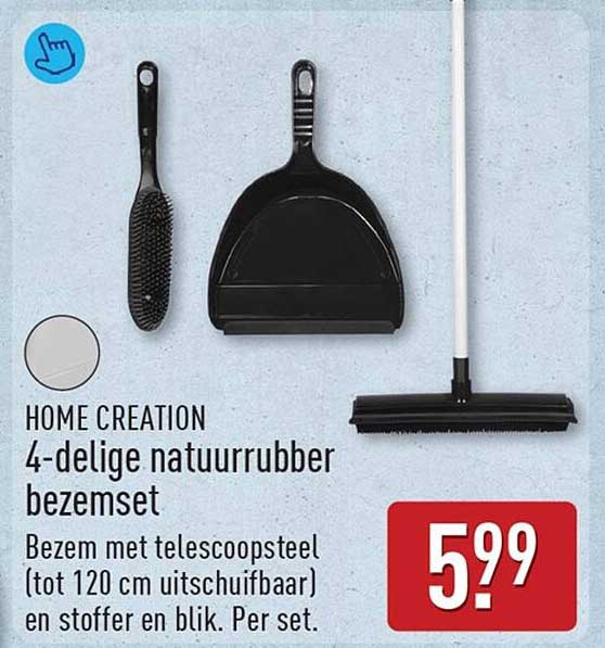 HOME CREATION 4-delige natuurrubber bezemset