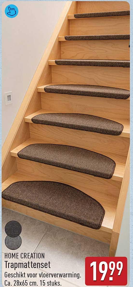 HOME CREATION Trapmattenset Geschikt voor vloerverwarming. Ca. 28x65 cm. 15 stuks.