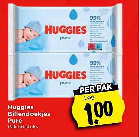 Huggies Billendoekjes Pure Pak 56 stuks