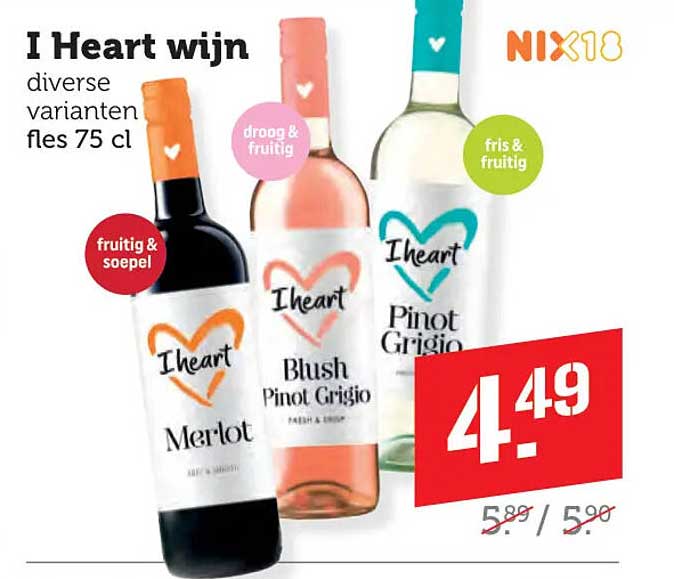 I Heart wijn diverse varianten fles 75 cl