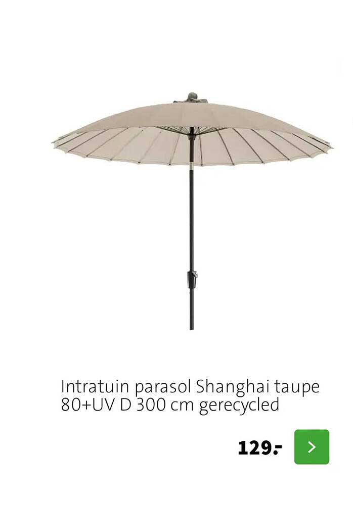 Intratuin parasol Shanghai taupe 80+UV D 300 cm gerecycled
