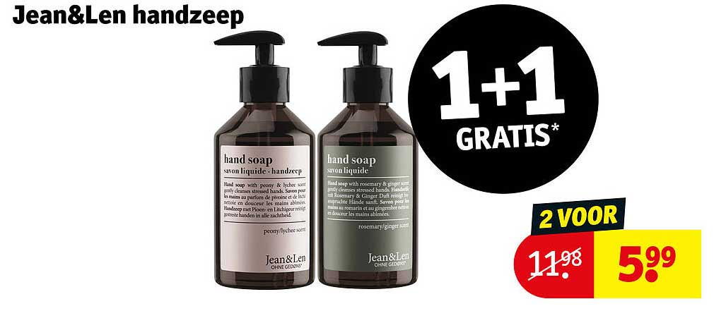 Jean&Len handzeep 1+1 gratis