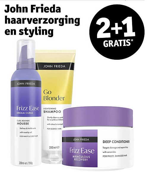 John Frieda haarverzorging en styling 2+1 GRATIS*