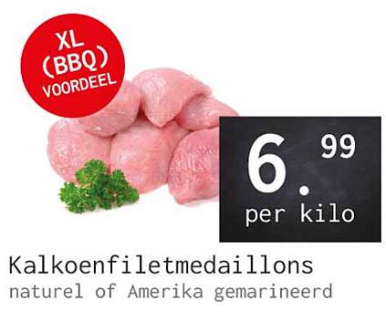 Kalkoenfiletmedaillons natuur of Amerika gemarineerd XL (BBQ) VOORDEEL