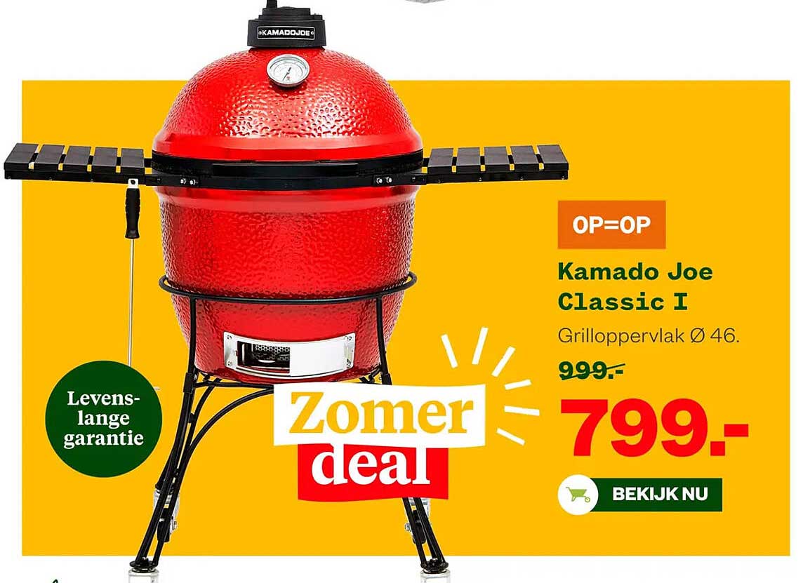 Kamado Joe Classic I Grilloppervlak Ø 46. Zomer deal OP=OP