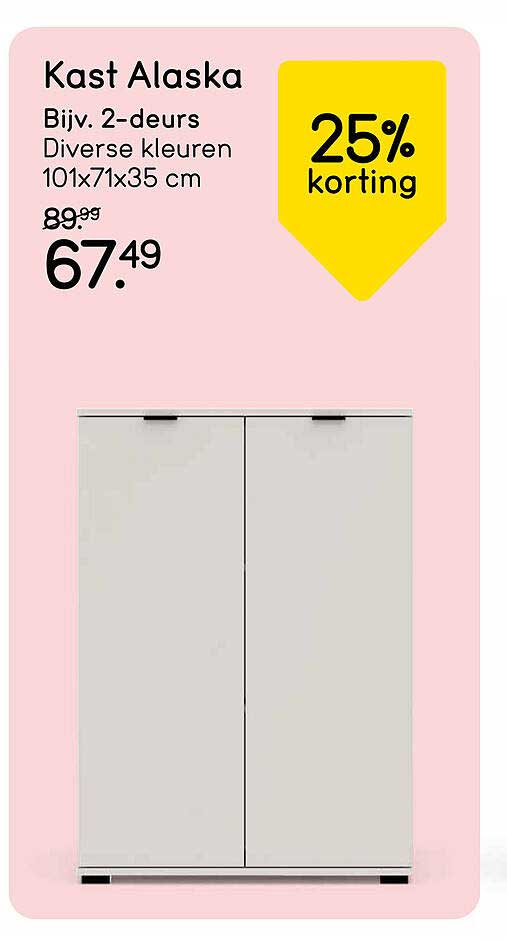 Kast Alaska Biv. 2-deurs Diverse kleuren 101x71x35 cm 25% korting