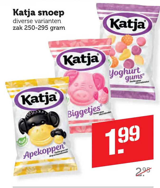 Katja snoep diverse varianten zak 250-295 gram