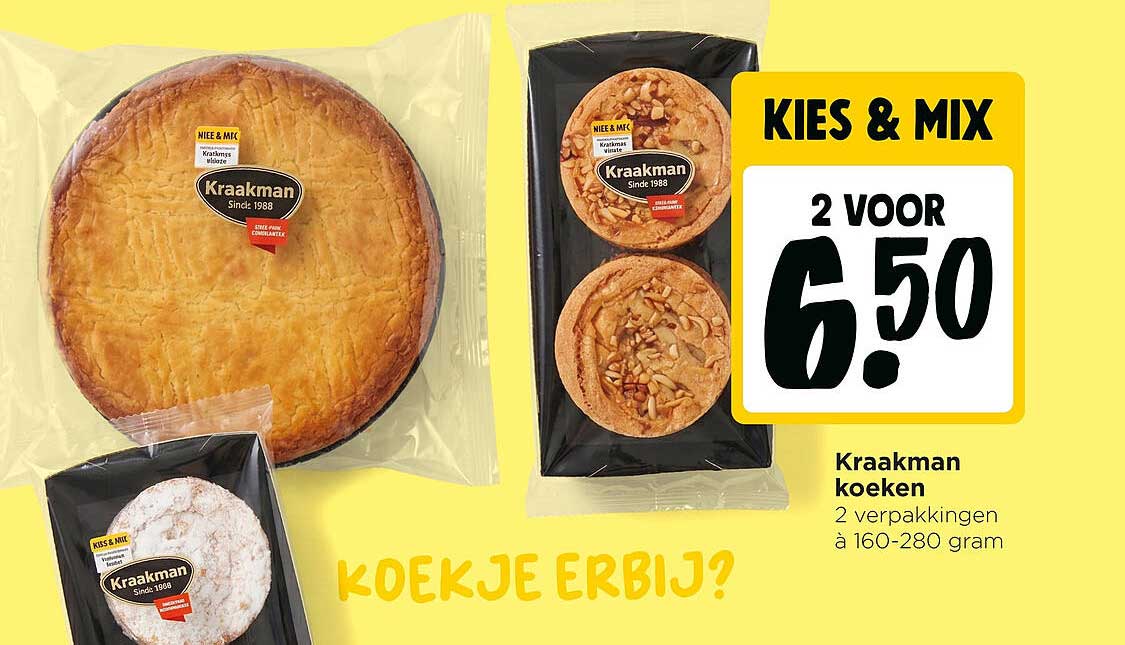 Kies & mix Kraakman koeken 2 voor 6.50