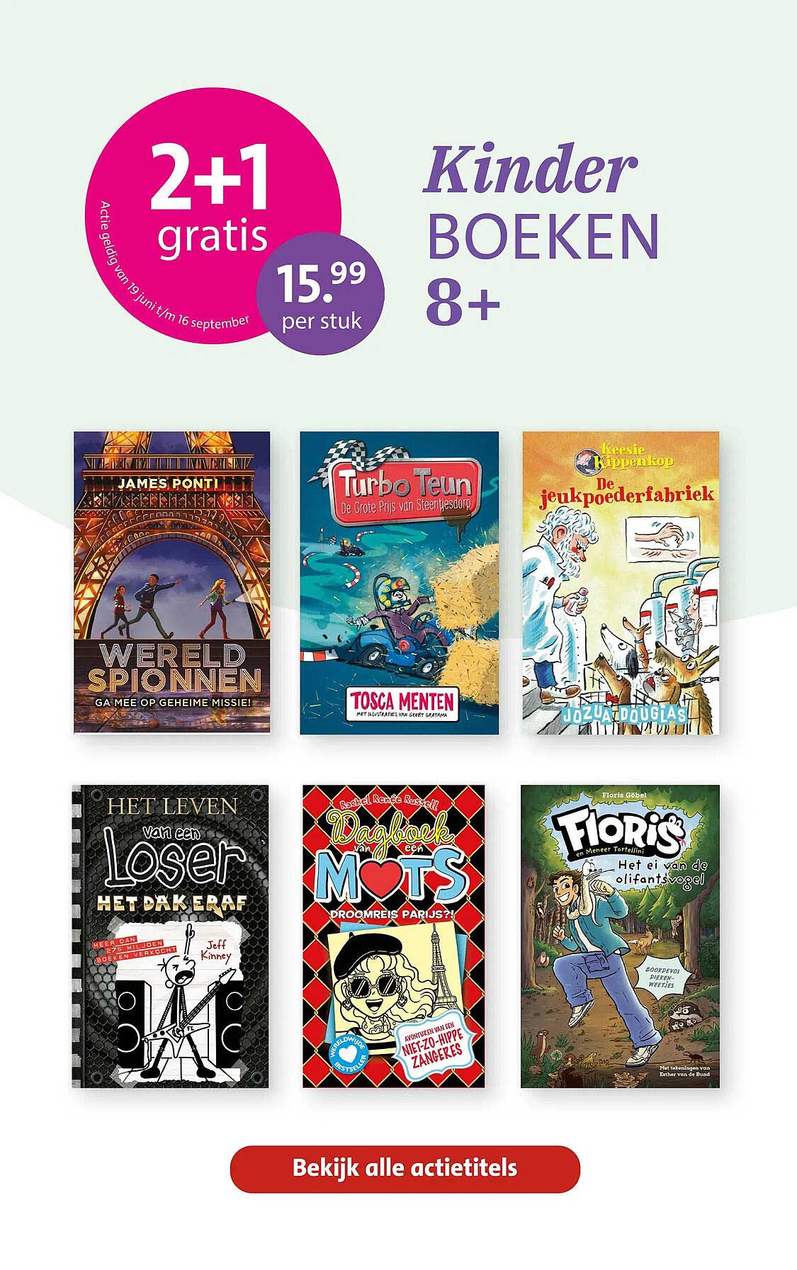 Kinder BOEKEN 8+ 2+1 gratis