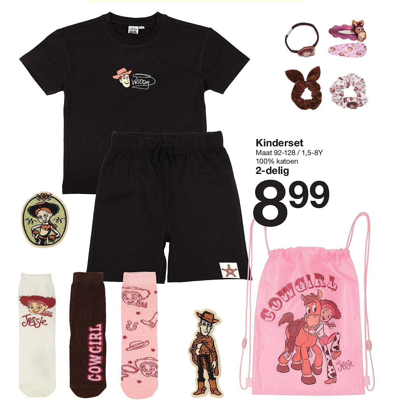 Kinderset Maat 92-128 / 1,5-8Y 100% katoen 2-delig