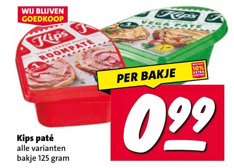Kips paté alle varianten bakje 125 gram PER BAKJE