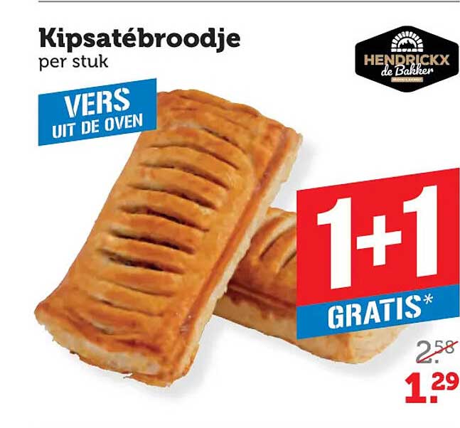 Kipsatébroodje per stuk 1+1 gratis