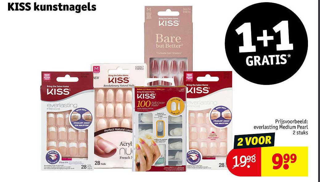 KISS kunstnagels 2 VOOR 19.98 9.99 1+1 GRATIS*
