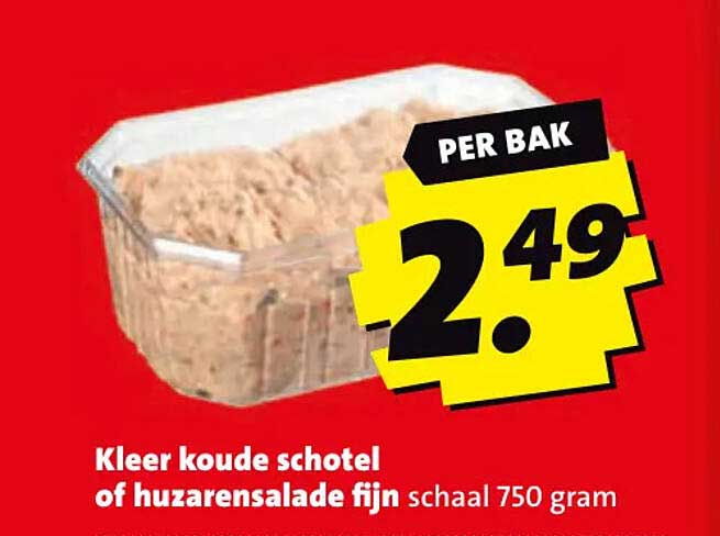 Kleer koude schotel of huzarensalade fijn schaal 750 gram PER BAK