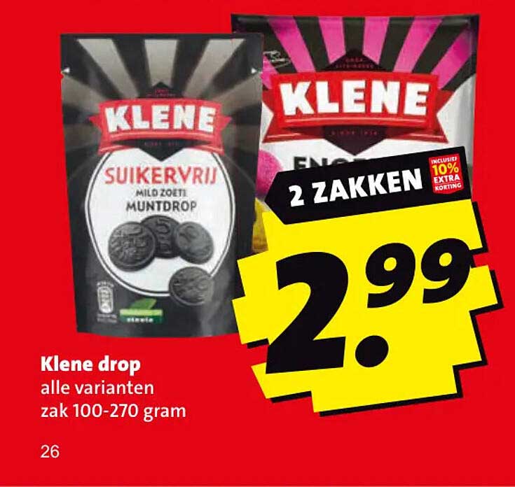 Klene drop alle varianten zak 100-270 gram 2 ZAKKEN