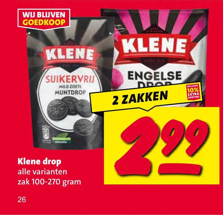 Klene drop alle varianten zak 100-270 gram 2 ZAKKEN