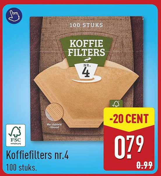 Koffiefilters nr.4 100 stuks -20 CENT