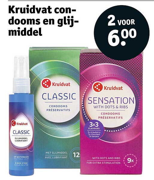 Kruidvat condooms en glijmiddel 2 voor 6.00