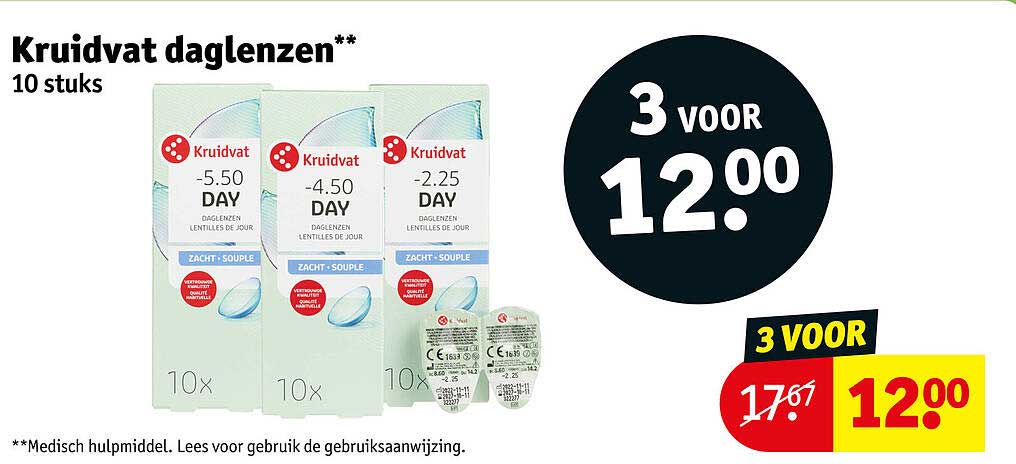 Kruidvat daglenzen** 10 stuks 3 voor 12.00