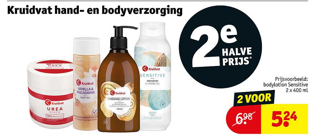 Kruidvat hand- en bodyverzorging 2e halve prijs