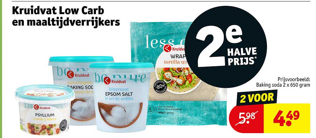 Kruidvat Low Carb en maaltijdverrijkers 2e halve prijs