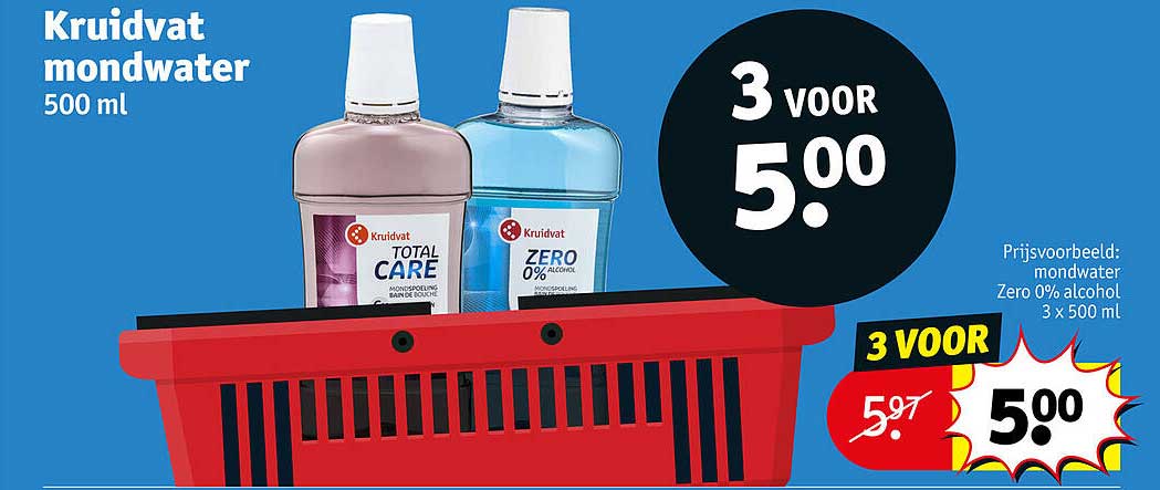 Kruidvat mondwater 500 ml 3 voor 5.00