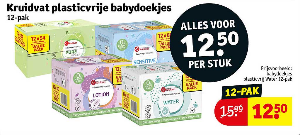Kruidvat plasticvrije babydoekjes 12-pak