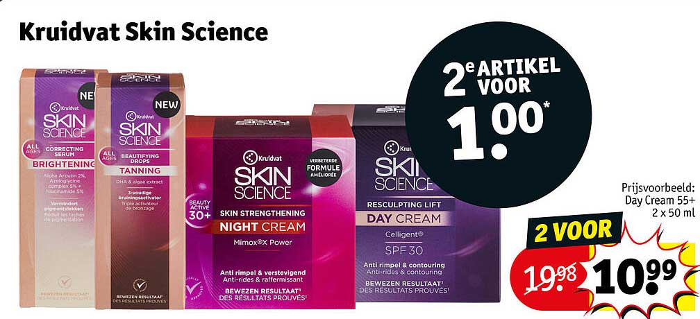 Kruidvat Skin Science 2e artikel voor 1.00