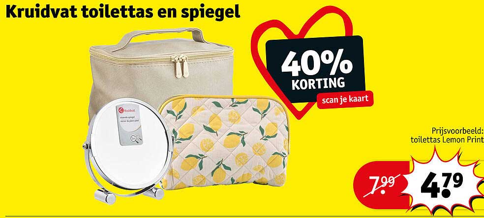 Kruidvat toilettas en spiegel 40% KORTING
