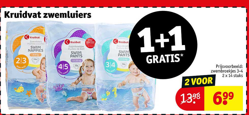 Kruidvat zwemluier 1+1 gratis
