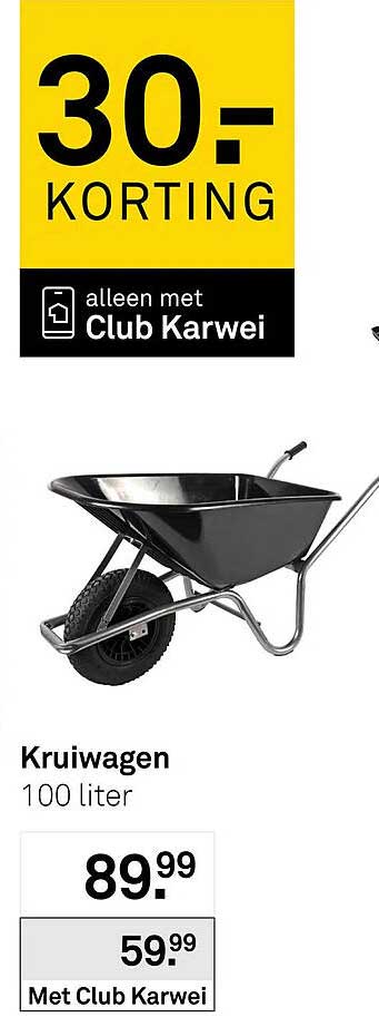 Kruiwagen 100 liter 30- KORTING alleen met Club Karwei