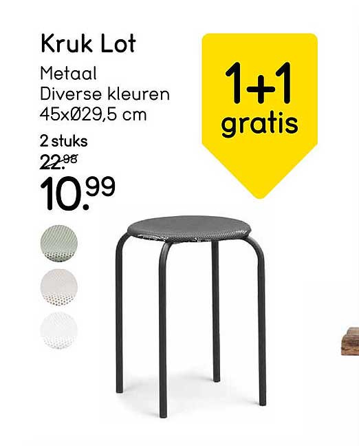 Kruk Lot Metaal Diverse kleuren 45xØ29,5 cm 2 stuks 1+1 gratis