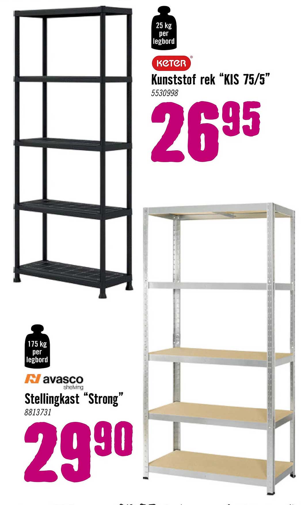 Kunststof rek “KIS 75/5”