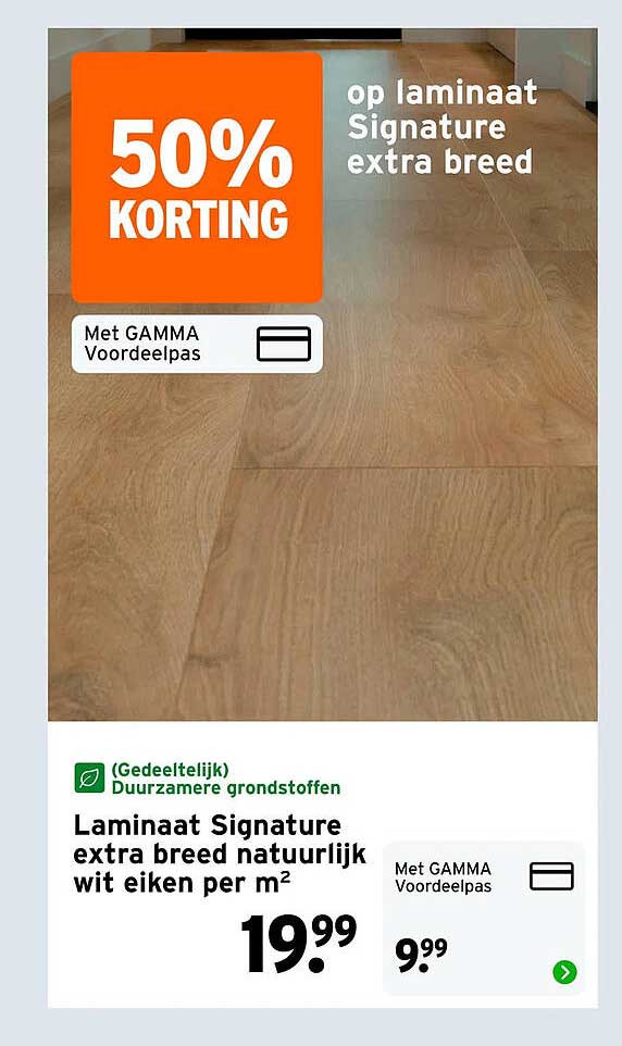 Laminaat Signature extra breed natuurlijk wit eiken per m² 50% KORTING