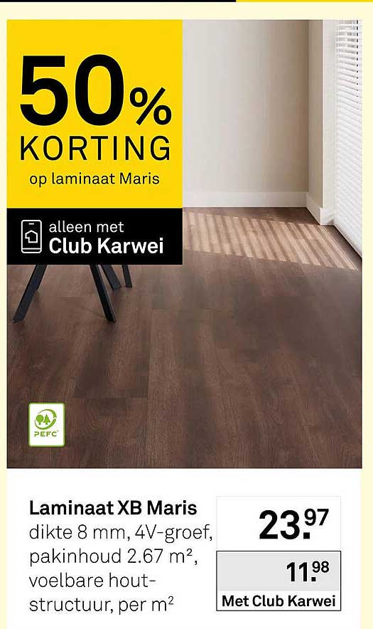 Laminaat XB Maris 50% korting op laminaat Maris alleen met Club Karwei