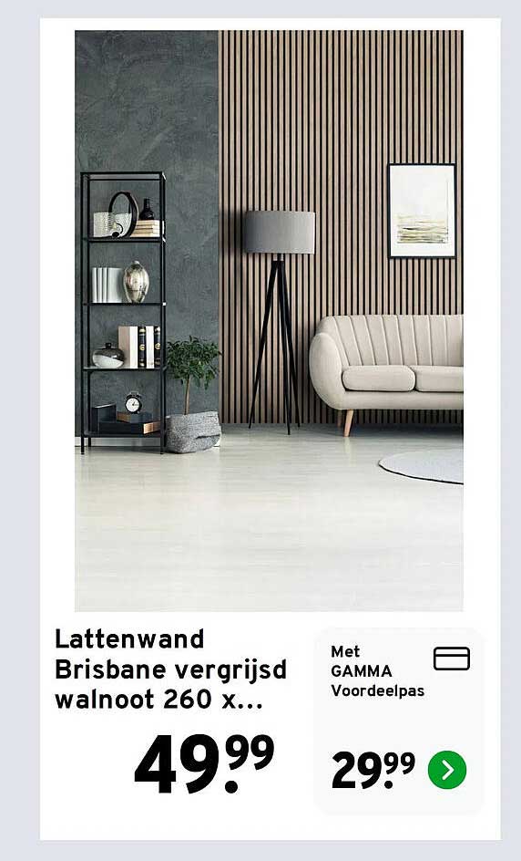 Lattenwand Brisbane vergrijsd walnoot 260 x...