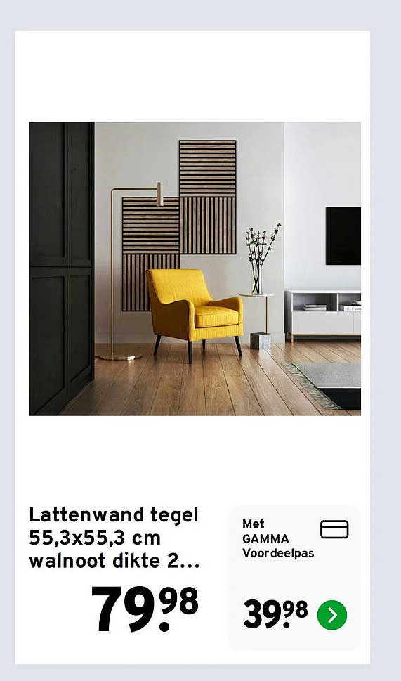 Lattenwand tegel 55,3x55,3 cm walnoot dikte 2...