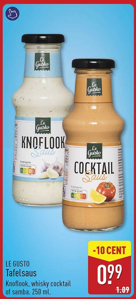 LE GUSTO Tafelsaus Knoflook, whisky cocktail of samba. 250 ml. -10 CENT