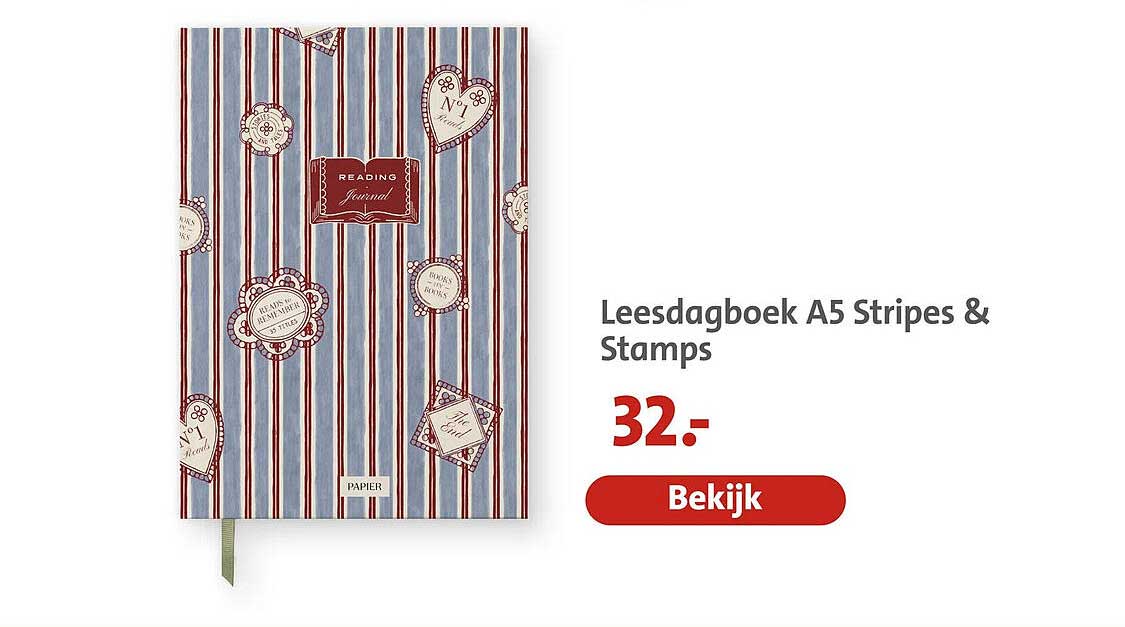 Leesdagboek A5 Stripes & Stamps