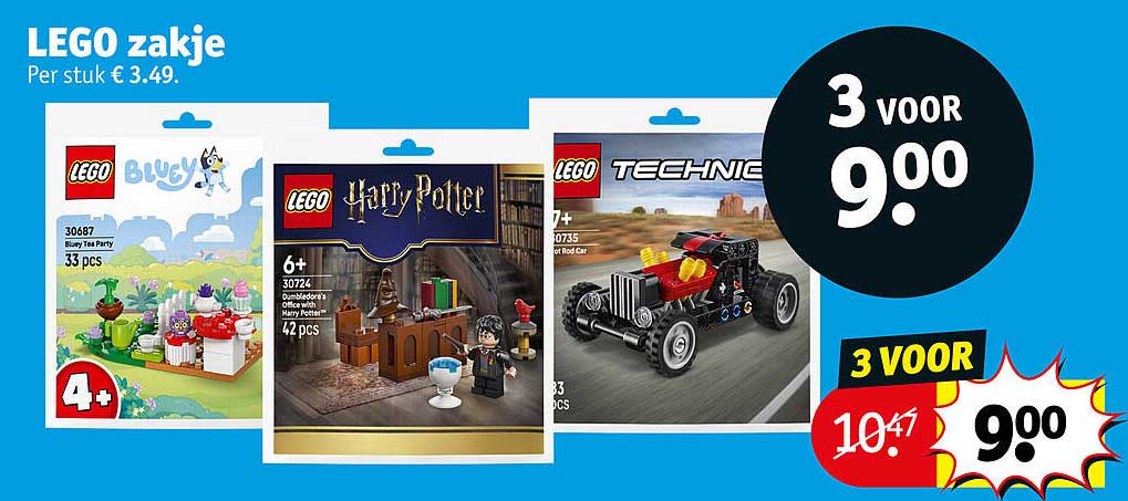 LEGO zakje 3 voor 9.00