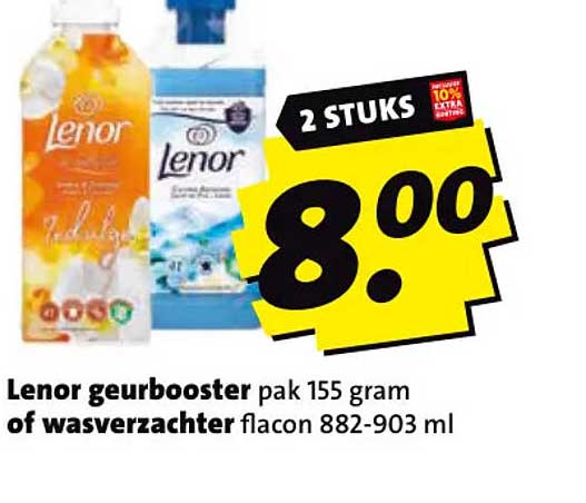 Lenor geurbooster pak 155 gram of wasverzachter flacon 882-903 ml 2 STUKS