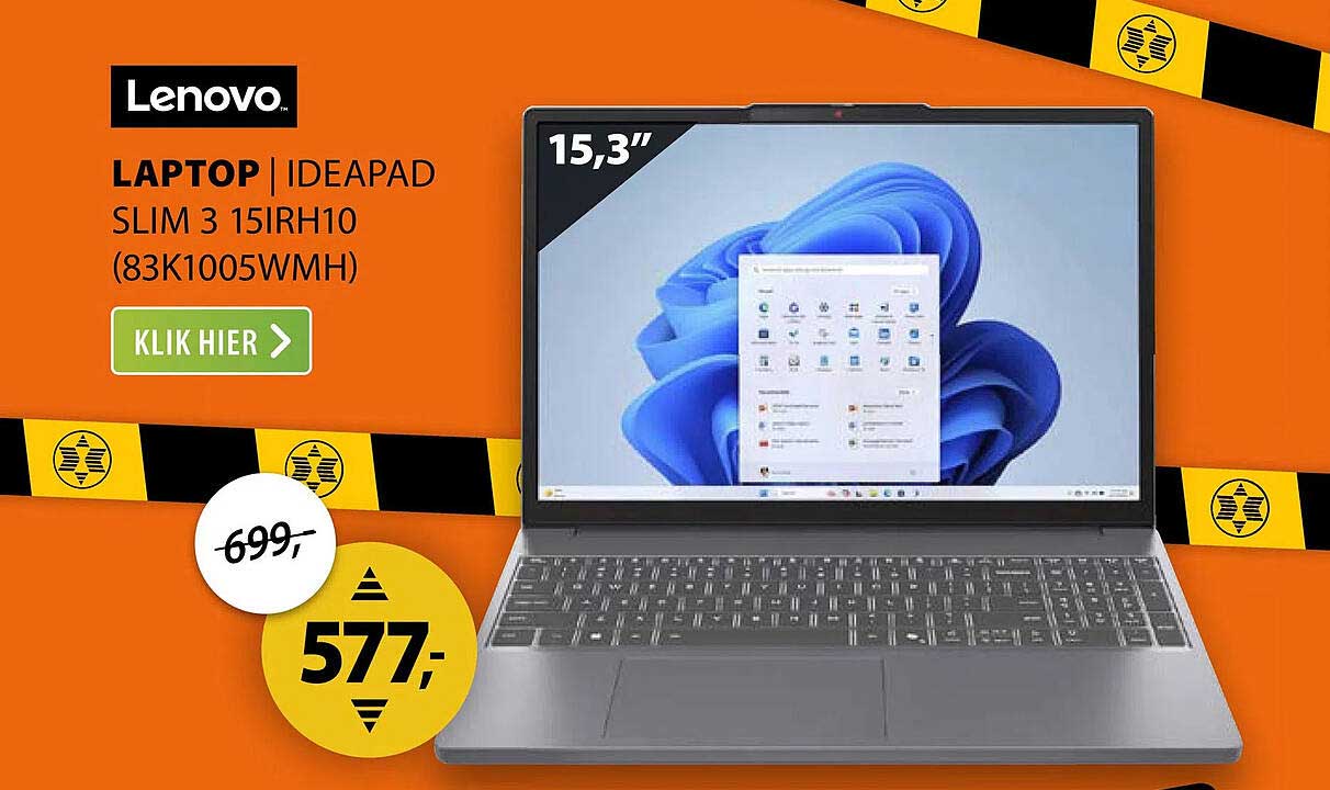 Lenovo Laptop IdeaPad Slim 3 15IRH10 (83K1005WMH)