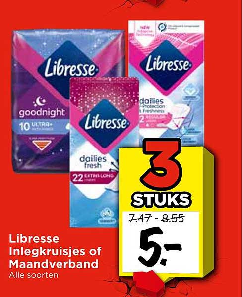 Libresse Inlegkruisjes of Maandverband Alle soorten 3 stuks