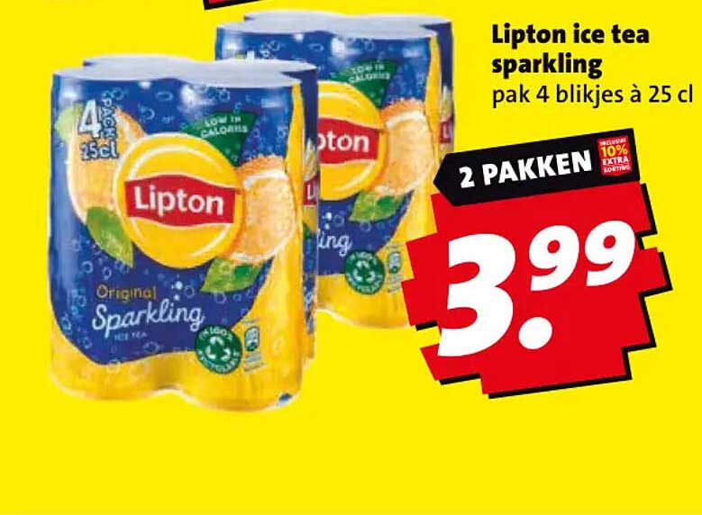 Lipton ice tea sparkling pak 4 blikjes à 25 cl 2 pakken