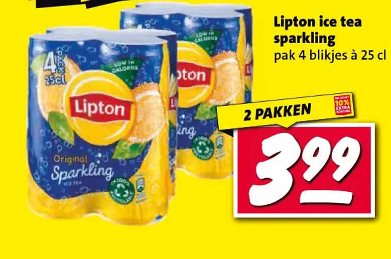 Lipton ice tea sparkling pak 4 blikjes à 25 cl 2 pakken