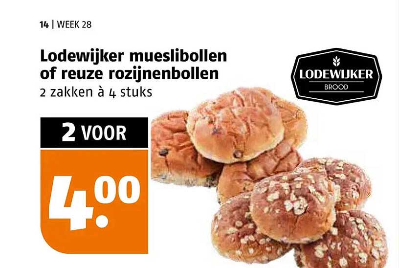 Lodewijker mueslibollen of reuze rozijnenbollen 2 zakken à 4 stuks
